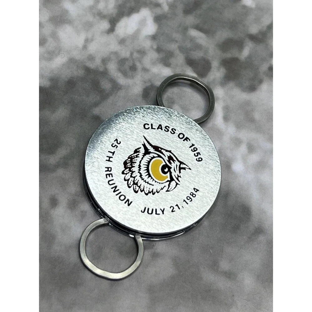 25th Reunion 1984 Class of 1959 Vintage Keychain Keyring Owl